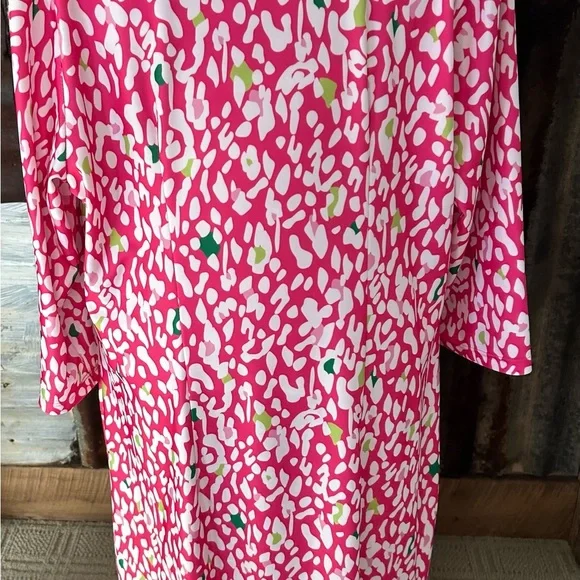 NWOT-Katherine Way Pink print Zip Front Dress Made in the USA. - Picture 4 of 5
